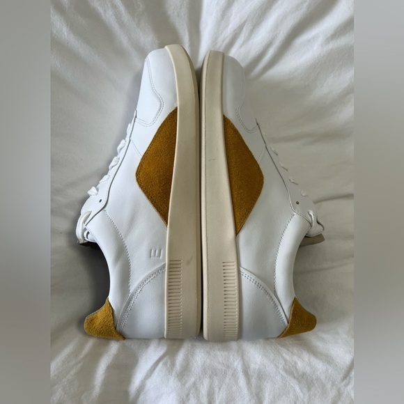 Everlane ReLeather Court Sneaker | White/Mustard Size W/14 M/12 New main image 9
